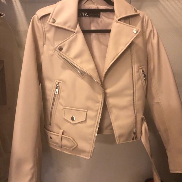 zara beige leather jacket